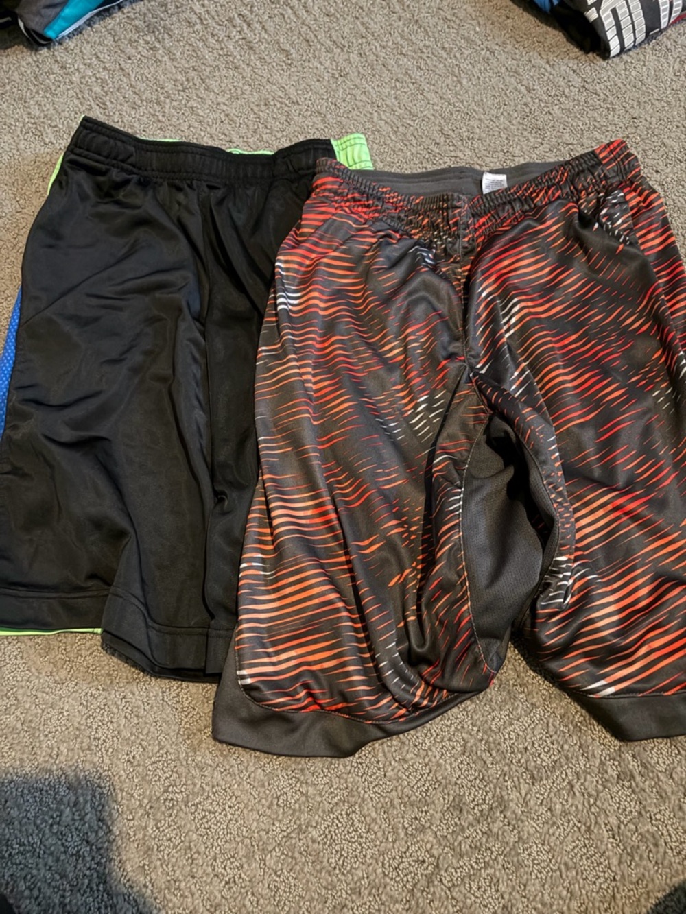 Champion Kids Athletic Shorts - Black and Red Wave Print